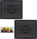 Two-piece sink mat - rubber sink mat - sink protector - sink mat - backsplash - sink protection - drain mat - under-sink kitchen mat - black - rectangular - 31.5 x 26 cm