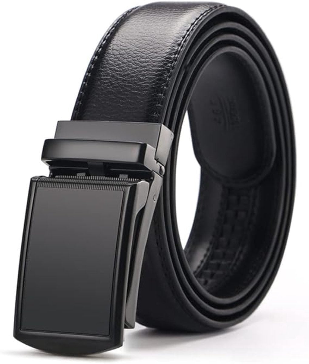 Men's Belt - 1 Piece - Belt (130cm) - Metal Belt - Leather Belt - Slide Buckle for Jeans and Trousers - Men - Adjustable - Men's Belt - Robust Metal Buckle Belt - No Holes - Suitable as a Gift - Brown