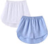 2-Piece Mini Adjustable Shirt Extender Removable Layering Half Length Underskirt with Buttons - False Hem - Fake Skirt Hem - Women&