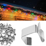 50 pieces - Christmas Lighting Gutter Hooks - Light Hose Clamps - Christmas Lighting Clips - Weatherproof Metal Gutter Clamp - Festive Lighting Clamps - Cable Clips - Christmas Decoration Hooks - for Christmas and Halloween Seasonal Cord - Silver - 24*15 