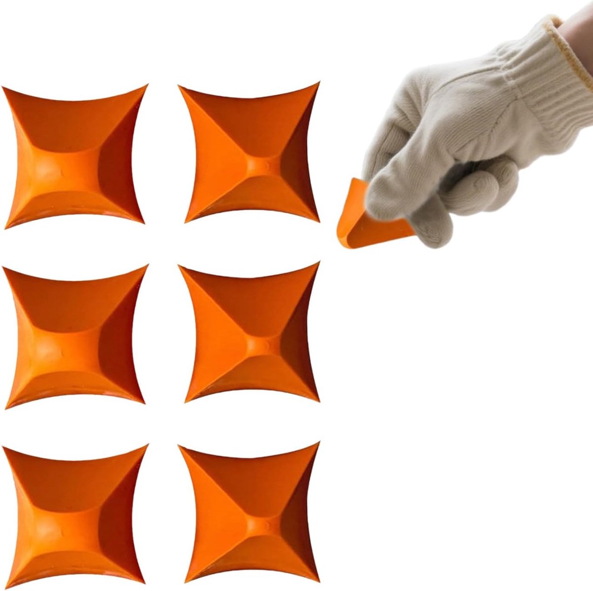 6 pieces - seam tools - reusable - silicone seam tools - silicone sealant tool - sealant applicator - kitchen and bathroom joint tool - orange color - 4/6/10/16mm