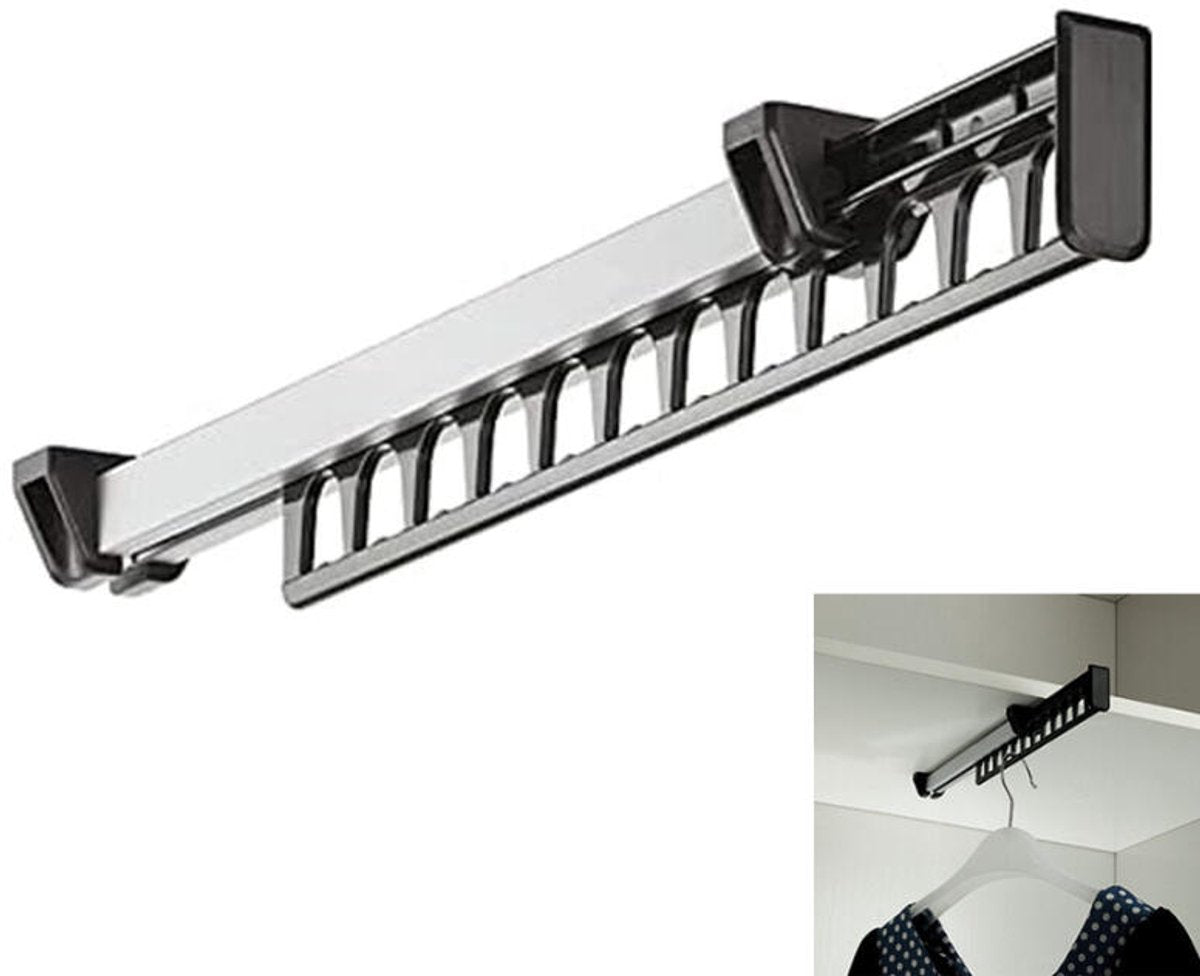Extendable Clothes Rail - Adjustable Clothes Rail - Telescopic Extendable Clothes Rack - Extendable Clothes Rail - Adjustable Clothes Rail - Clothes Hanger - Metal Wardrobe Rail - Wardrobe Rack - extendable clothes rail - 315*42*50 mm - black