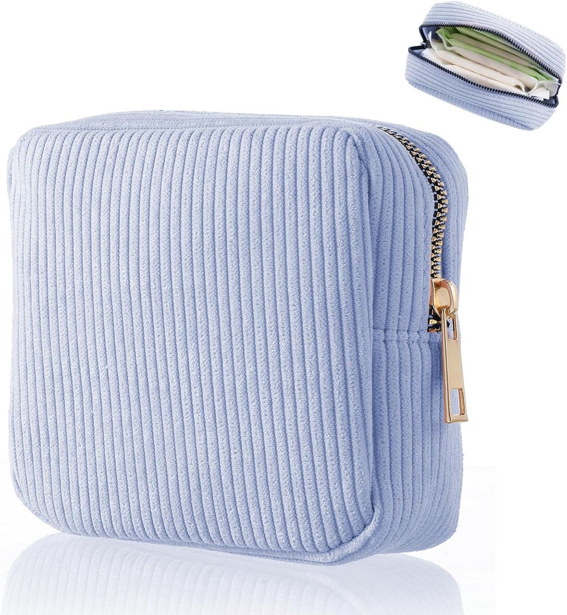 Toiletry Bag - Sanitary Pad Makeup Bag - Sanitary Pad Pouches - Menstrual Bags - Menstrual Pouches - Waterproof Zipper - Tampon Pouches - Napkin Pouches - Cosmetic Bag - Storage Bag - Makeup Bag - For Sanitary Pads, Tampons, Menstrual Cup - Blue