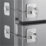 2-Pack Refrigerator Locks - with Keys - for Children, Toddlers, and Adults - Self-Adhesive Refrigerator Lock - for Refrigerator, Cabinets & Drawers, Oven, Windows - Child Safety - White