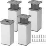 4 pieces - Furniture legs - 10 cm - Adjustable furniture feet - Adjustable table legs - sofa feet - bed feet - table legs - cabinet feet - cabinet leg - aluminum alloy table legs - for kitchen bench, sofas, coffee tables, furniture, cabinet and bed - whit