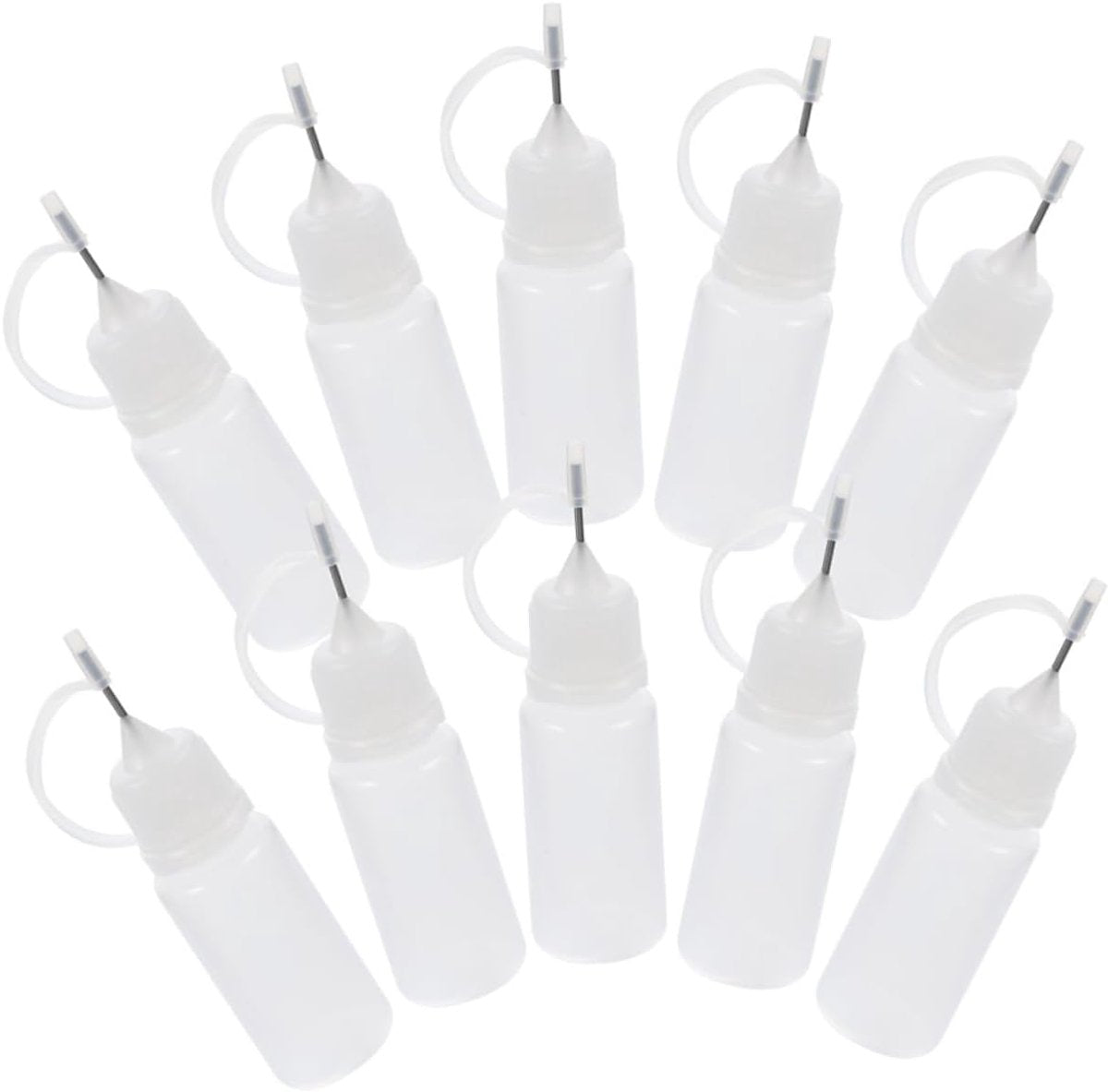 10 pieces - Dispensing bottle - 10ml - Quilling glue needle tip bottles - glue application bottles - with lid - application bottles - paint bottle - squeeze bottles - for DIY crafting, paper quilling, paint, glue dispensing - Refillable - easy to use