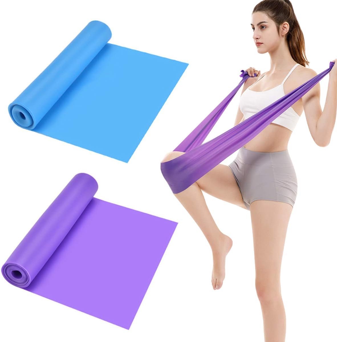 2 pieces - Exercise bands - 1.5 m - Resistance band - Resistance bands - Silicone exercise bands - yoga band - pilates band - sports band - Fitness elastic bands - Fitness equipment - For yoga, pilates, rehabilitation in the gym or at home