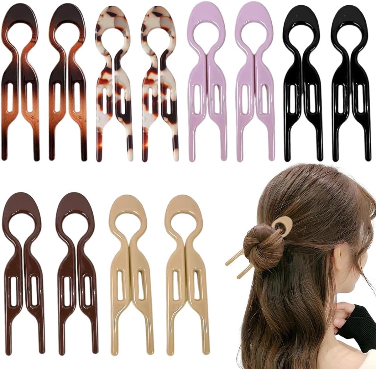 Hairpins - 12 pieces - Hair clips - Hair forks - U-shaped hairpins - French hairpins - Hair accessories - hair fork pin for women - Hair Pin - Hair jewelry