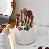 Makeup brush storage box - Makeup brush holder - 360-degree rotatable - Cosmetics storage box - Makeup brush storage box - Brush holder - Suitable for dressing table, bathroom counter, desk - White