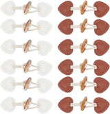 12 pieces - Leather Toggle Buttons - PU leather sew-on fasteners - Horn buttons for trench coats - sew-on fasteners - with resin buttons - leather fastening buttons - toggle buttons - for coats, sweaters, knitwear, jackets, DIY accessories - white, brown
