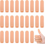30 Pieces Finger Protectors - Gel Finger Pads - Fingertip Protectors - Finger Covers - Silicone Finger Covers - Finger Protector - Reusable - Cut-Resistant - Fingertip Bandages for Embroidering, Cutting, Cracking Hands, Protecting Calluses - Beige