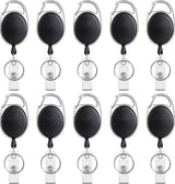 10 Retractable Badge Holders - Extendable Keychain - with Carabiner Belt Clip - D-Clip - Extendable Lanyard Keychain - Keys and Cards - Card Holder Drawstring - Keychain for ID Card Holder and Keychain