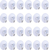 24 Pieces Suction Cup with Hook - Suction Cup with Hook Set - Hanging Hooks with Suction Cup - Kitchen Hooks - Towel Hooks - Self-Adhesive Hooks - Reusable Wall Hook - for Tiles, Glass, Window, Shower, Kitchen, Bathroom, Home - Transparent