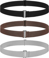 Elastic trouser belt - 3 Pieces - Elastic belt - women's belt - Adjustable Elastic - Trouser belt - Stretch Belts - stretchable belt - trouser belt - Non-slip Waist belt For Men and Women - For Jeans, Trousers and Dresses - Black, Grey, Brown