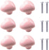 Set of 6 pink ceramic knobs - heart shape - with screws for drawers - cabinets - kitchen furniture - decorative handles