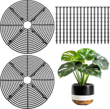 2 pieces - plant pot cover - 30 cm - Flowerpot grid - planter cover set - plantpot grid bottom protectors - with 16 posts - plant covers - for indoor and outdoor gardening - plant protectors - keeps cats and squirrels out of the flowerpot - black