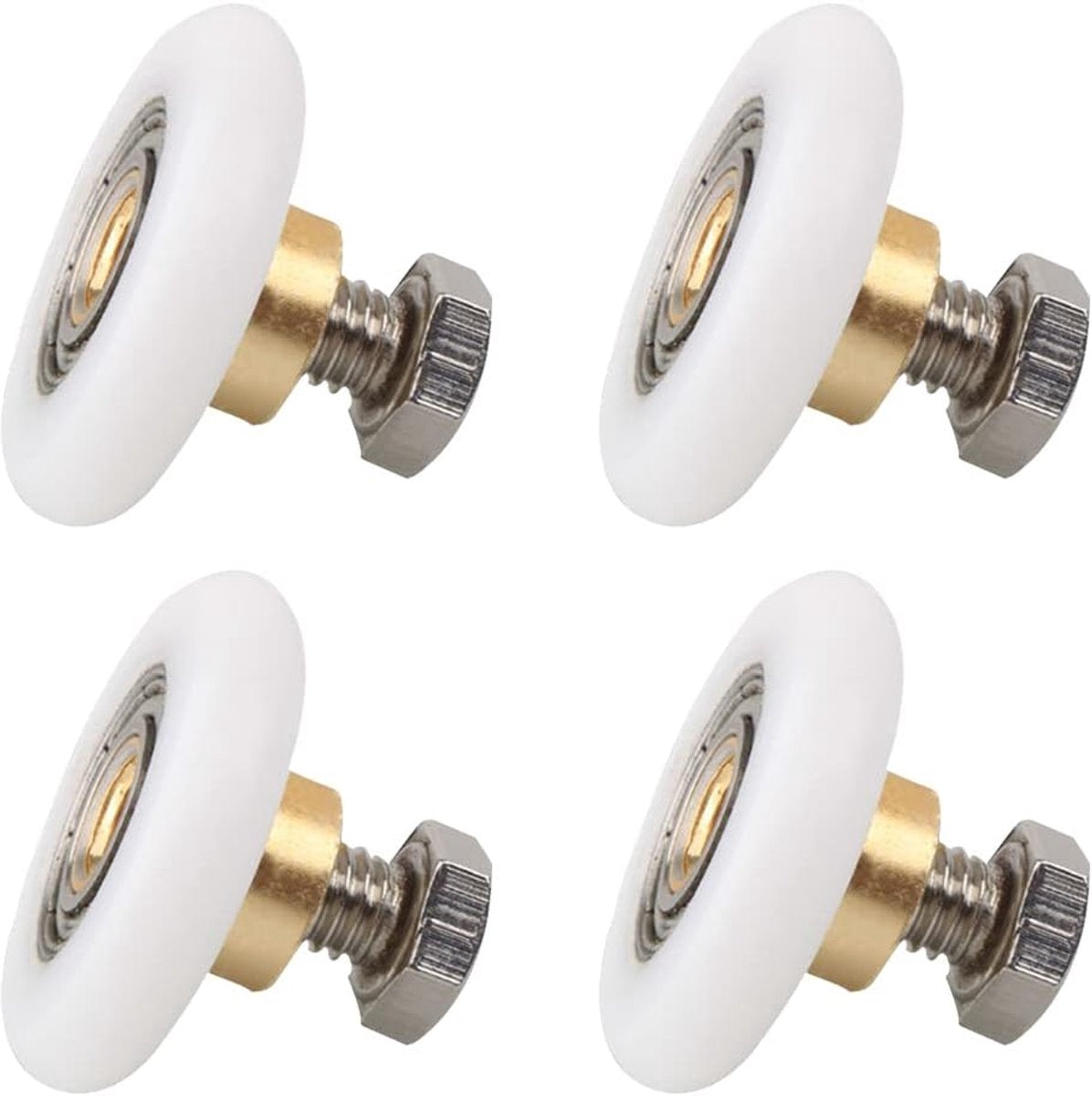 pieces - shower door rollers - 20 mm - sliding door wheels for showers - replacement roller guide wheels - for home, bathroom, DIY - replacement parts for glass holes - for shower doors, sliding door wheels and gliders - white
