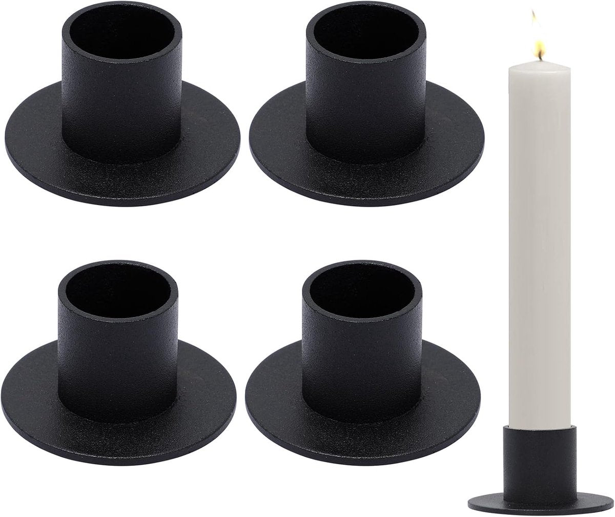 4 pieces - Candlesticks - Candle holder - Candle stand - metal candle holders - modern candle holders - home decoration - for the living room, parties, Christmas, weddings - Φ2.5 cm - 5*2.7 cm - black