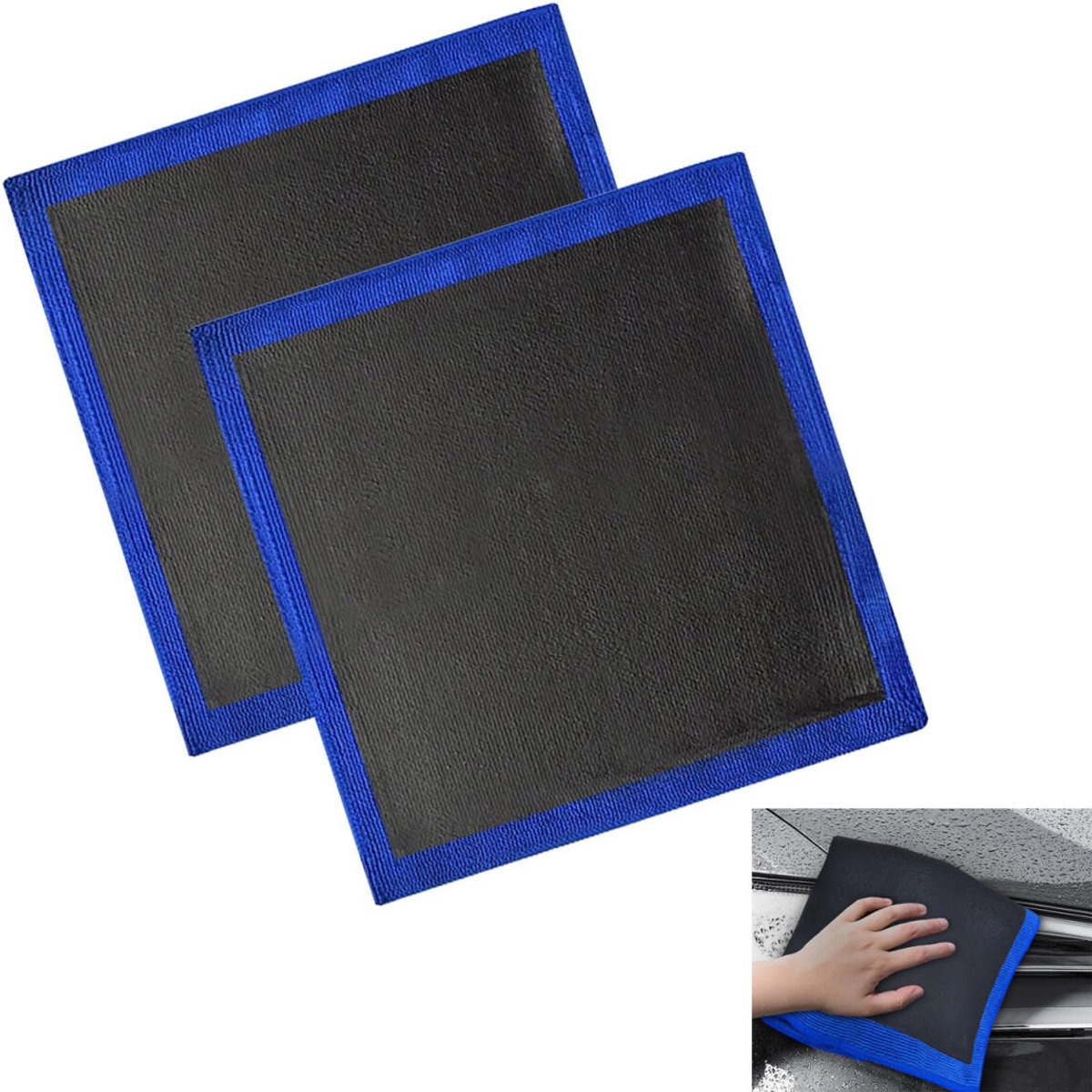 2 pieces - Car clay cloth - Car wash towel - Car cleaning towel - Clay bar - Clay towel - Clay bar towel - Car cleaning - detailing cloth - perforated polishing cloth - cleaning cloth - for car detailing, car cleaning - 30*30 cm - blue