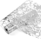 Table Runner - 28*275 cm - Silver Table Runner - Silver Gold Foil Table Runner - Tablecloth - Polyester Table Runner - Sparkling Metal Mesh Roll Table Runner - for Wedding Decorations, New Year's Decorations, and Birthday Parties