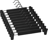 Clothes Hangers - 10 Pieces - Trouser Hangers - Trouser Hangers with Clips - Garment Hangers - Skirt Hangers - Non-Slip Hanger with Clips - Clothes Rack/Coat Rack/Jacket/Trouser Hanger - Space-Saving - Adjustable Clip Hangers, Garment Jacket Clothing Jean