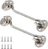 pieces - Wind hook - 6 inch - Wind hooks - Door hinges - Door bolt - Hinge - barn door hook - hook and eye bolt - cabin hooks and eye bolt - swivel window hook - door hooks - lock - for sliding door, bedroom, bathroom - 150*39 mm - silver
