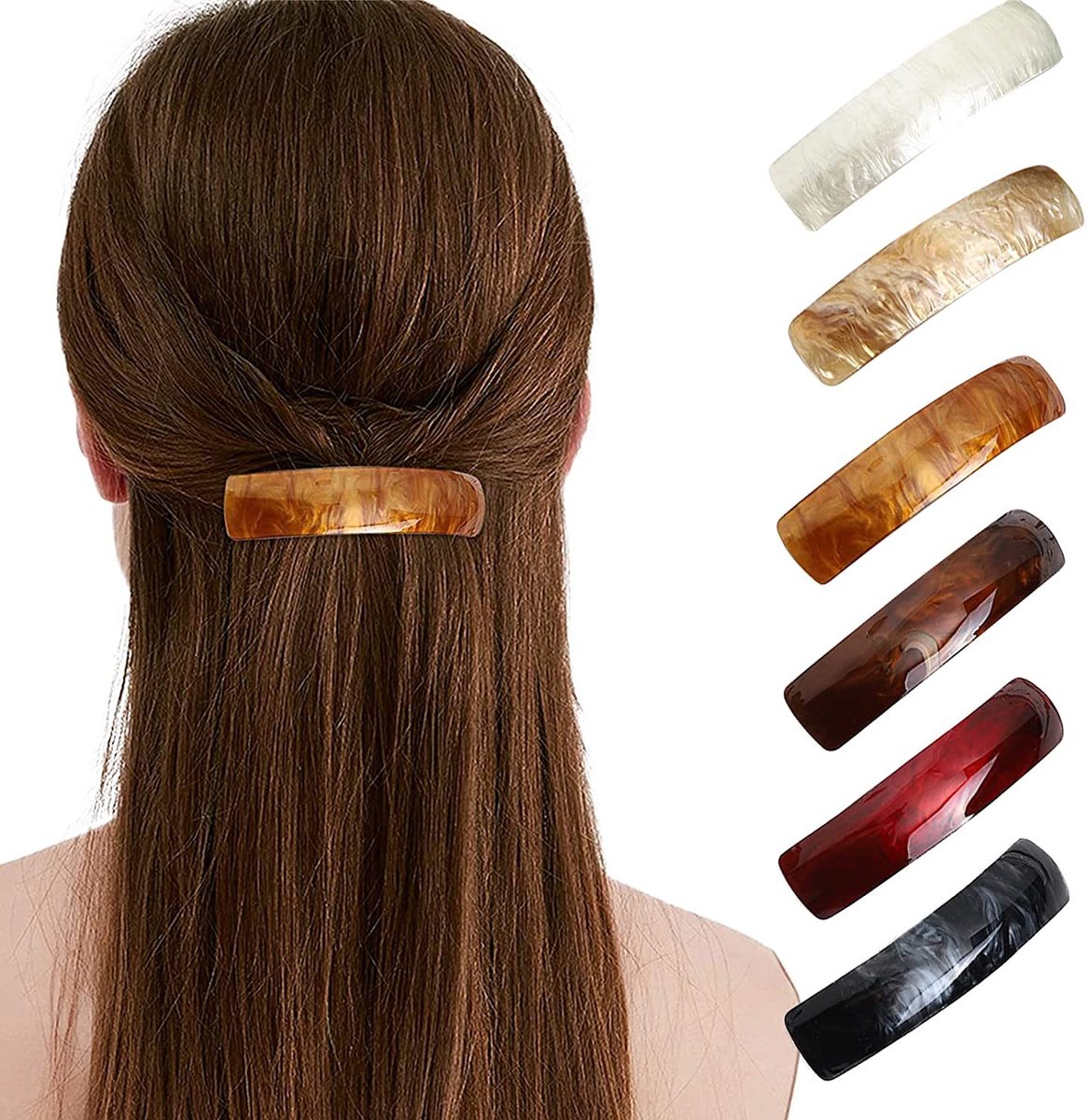 6 pieces - hair clips for women - hair clip - French vintage hair clips - retro hair clip - hair accessories - with snap fasteners - for fine and medium-thick hair - beautiful hair clips for women and girls - 6 shades of amber
