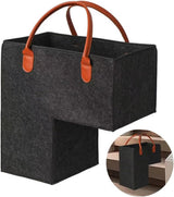 Stair Organizer Basket - Stair Basket - L-shaped Foldable Stair Basket - Storage Bag - Felt Stair Basket - Laundry Basket - Toy Basket - Household Items - for Laundry, Toys - 42*42*25.5 cm - Black