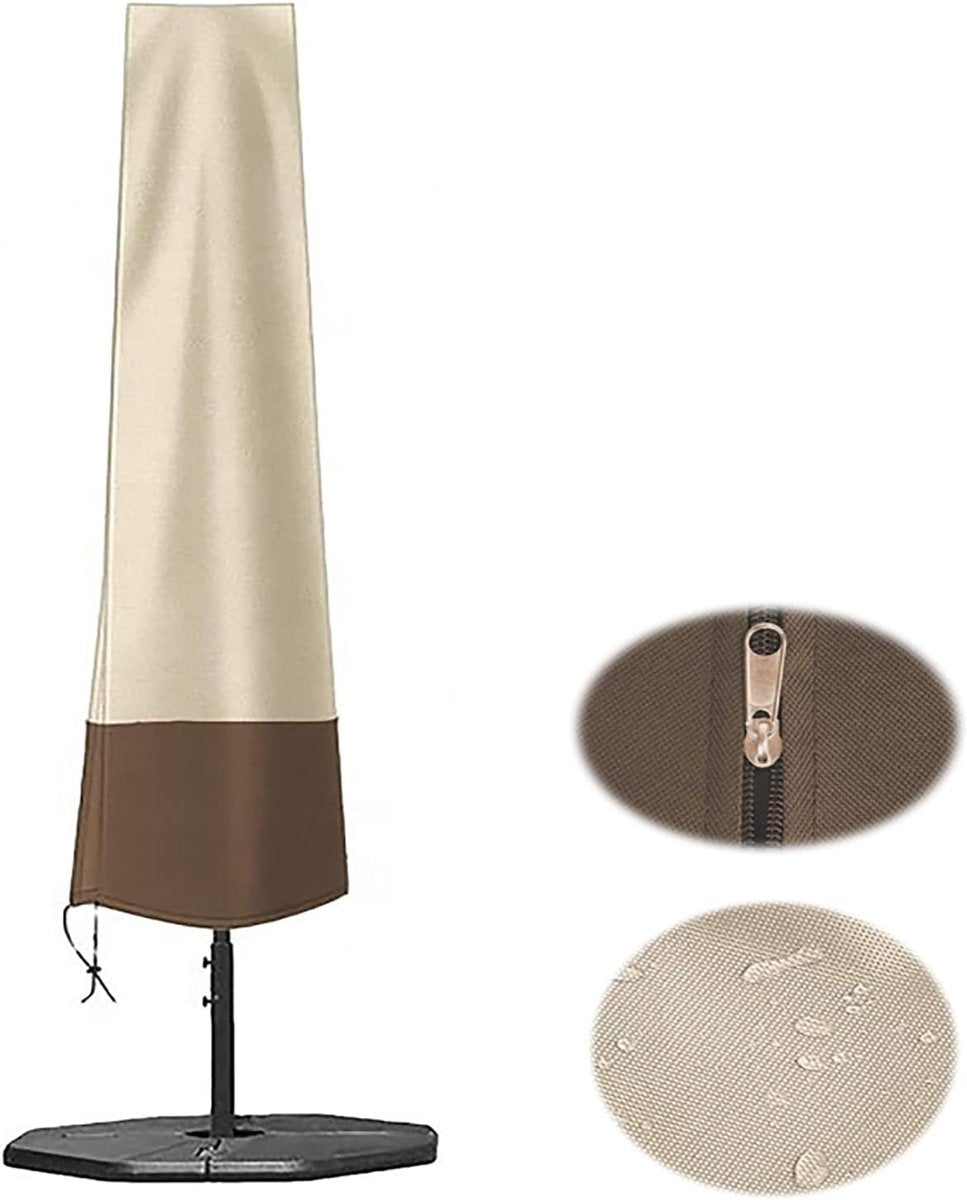 Outdoor parasol rain cover - Parasol cover - Dustproof - Waterproof - Parasol protector - Standing parasol cover - Dust cover - Durable all-season parasol cover - Beige/Brown - 200 × 55/60cm