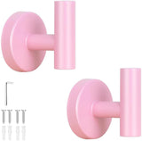 pieces - Towel hook - Hanging hooks - Hanging hooks - Bathroom towel hooks - Key hook - Clothes hook - Hat hook - Wall hooks - stainless steel hook - with screws - for bathroom, kitchen, garage, home, hotel, office - 5.5*6 cm - pink