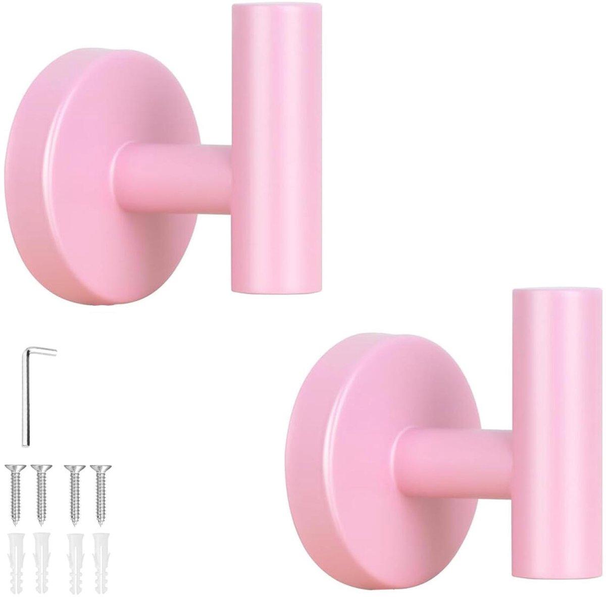 pieces - Towel hook - Hanging hooks - Hanging hooks - Bathroom towel hooks - Key hook - Clothes hook - Hat hook - Wall hooks - stainless steel hook - with screws - for bathroom, kitchen, garage, home, hotel, office - 5.5*6 cm - pink