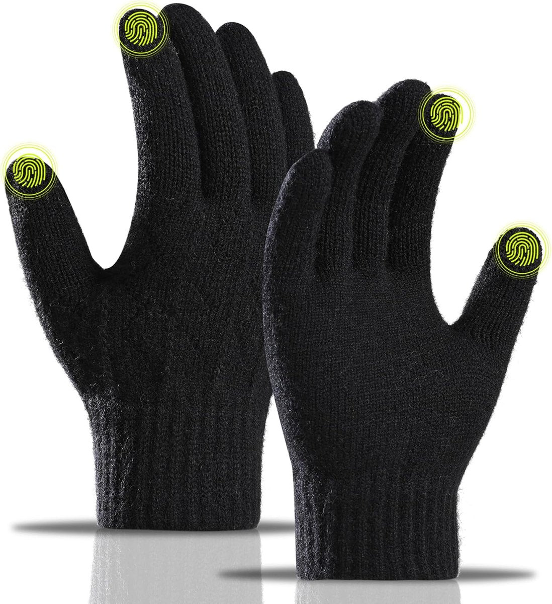 Gloves - Winter Gloves - Warm Gloves - Touchscreen Gloves - Men's Winter Touchscreen Gloves - Warm and windproof fleece lining - Durable and soft - for outdoors, running, skiing, cycling - black
