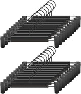 Clothes Hangers - 20 Pieces - Trouser Hangers - Trouser Hangers with Clips - Garment Hangers - Skirt Hangers - Non-Slip Hanger with Clips - Clothes Rack/Coat Rack/Jacket/Trouser Hanger - Space-Saving - Adjustable Clip Hangers, Garment Coat Clothes Jeans H
