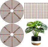 2 pieces - plant pot cover - 30 cm - Flowerpot grid - planter cover set - plantpot grid bottom protectors - with 16 posts - plant covers - for indoor and outdoor gardening - plant protectors - keeps cats and squirrels out of the flowerpot - brown