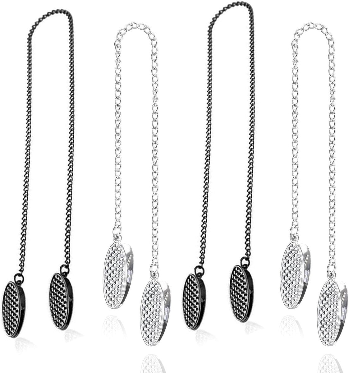 Napkin chain with clips - 4 pieces napkin chain - napkin clips - napkin clips with chain - 50 cm metal chain - Napkin clips - silver metal napkin clips - napkin clip chain - for seniors adults children - Silver & Black
