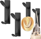 Pieces Wall-Mounted Coat Rack - No Drilling Required - Black Solid Wall Hook - Self-Adhesive Coat Hooks - Stainless Steel Towel Hanger for the Bathroom - Hanging Hooks - Double Hook Design Coat Rack - Wall / Coat Rack Hooks - Black
