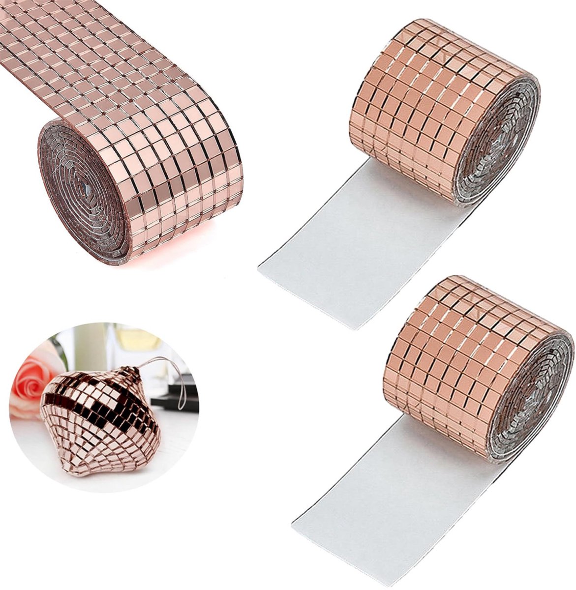 3 pieces - 4*100 cm - Self-adhesive mosaic stickers - Mini square acrylic mosaic tiles - 5*5 mm - self-adhesive acrylic mosaic tiles - mirror mosaic tiles - decorative wall stickers - for kitchen, restaurant, disco party, DIY decoration - pink