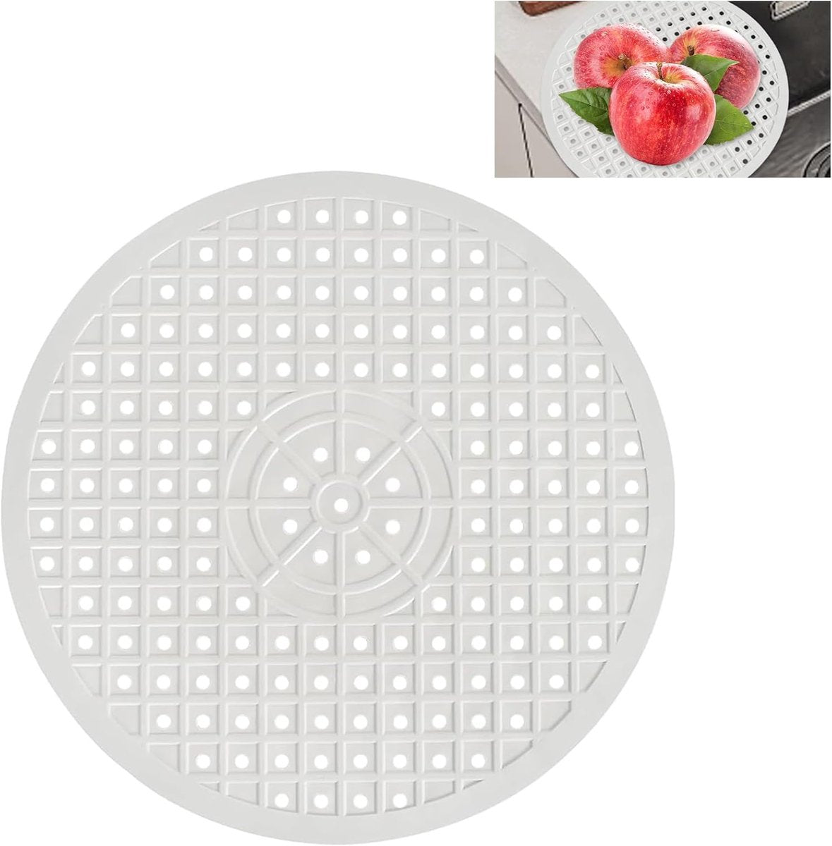 1 Piece Silicone Sink Mat - Washbasin Mat - Sink Mat - Sink Mats - Rubber Countertop Mat for Sink - Cuttable - Foldable - Non-slip - Round sink mat - Protective mat - For countertop - Round White - ø 31 Cm