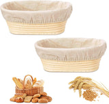 2 pieces - Bread proofing basket - Small proofing basket - Oval bread proofing basket - sourdough proofing basket - small proofing basket - proofing bowls - baking accessories - rattan storage bowl - lined - for professional and home bakers - oval - 25*15