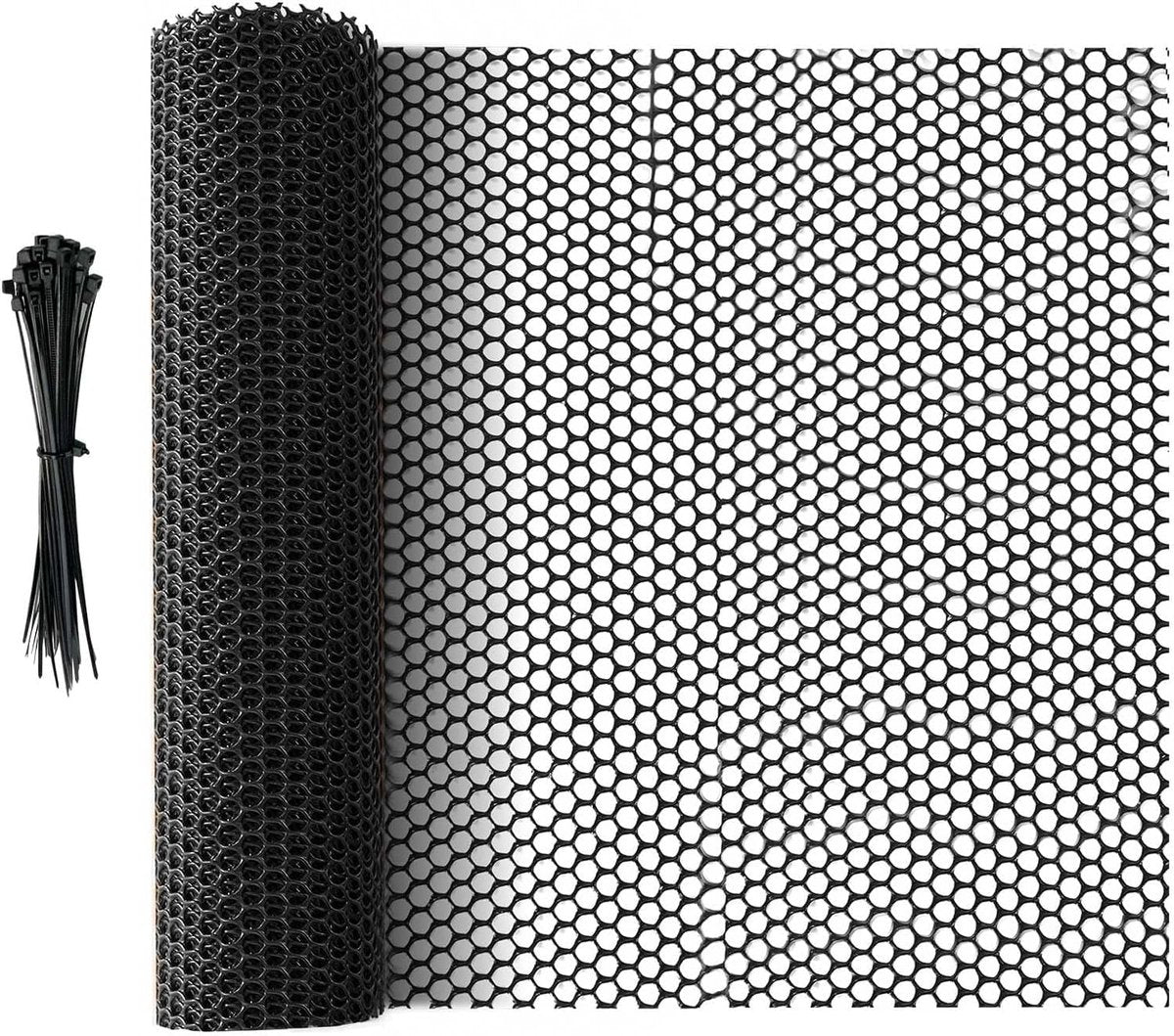 Plastic Fencing Net - 40 cm * 3 m - Chicken Wire - Cat Net - Dog Fencing - Bird Net - Pet Trap Net - Garden Mesh - Plastic Mesh - Plant Net - with 20 fixed straps - for dogs, cats, chickens and other small animals - Black