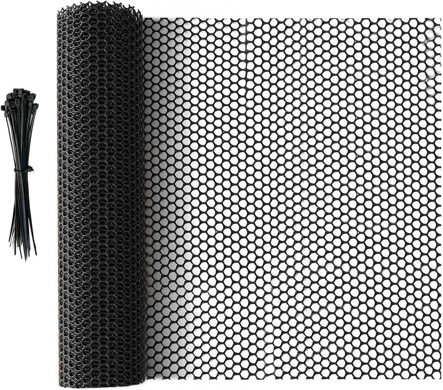 Plastic Fencing Net - 40 cm * 3 m - Chicken Wire - Cat Net - Dog Fencing - Bird Net - Pet Trap Net - Garden Mesh - Plastic Mesh - Plant Net - with 20 fixed straps - for dogs, cats, chickens and other small animals - Black