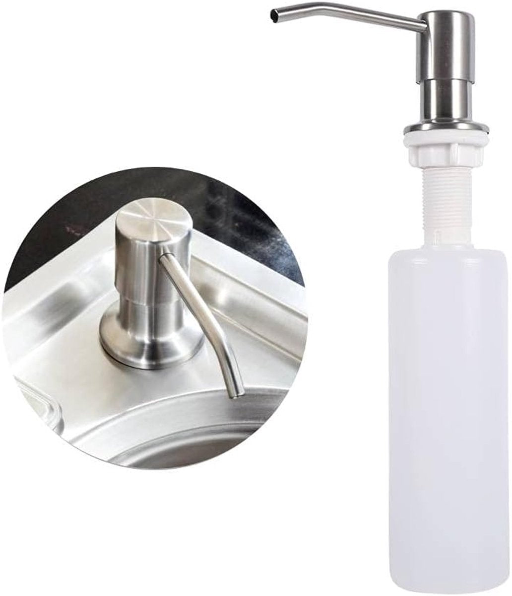 Soap Dispenser - 300 ml - Kitchen Detergent Dispenser - Sink Soap Dispenser - Stainless Steel Kitchen Detergent Dispenser - Refillable Soap Dispenser - With 360° Rotating Pump - Kitchen Accessories - Silver