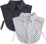 2 pieces - Women's Shirt Collar - Shirt Collar - Detachable Collar - Small Shirt Collar - Faux Detachable Collar - Detachable Pointed Collar - Small Collar - Pointed Collar - Shirt Replacement - Blouse - Adjustable - One Size - White and Black Dots