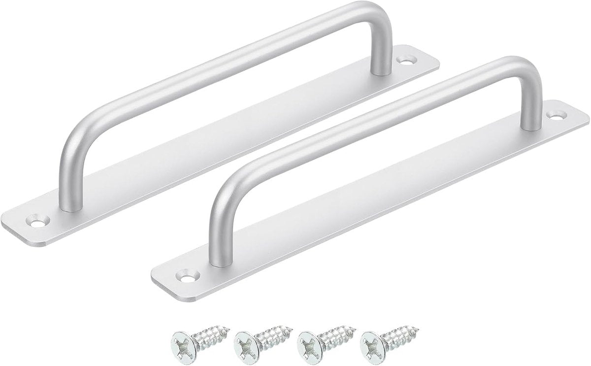 2 pieces - 210*25*36 mm - Door handles - Cabinet handles - Aluminium door handles - Wardrobe handles - Drawer handles - Locker handles - Window handles - for cabinets, wardrobes, barn doors and wooden doors - for interior and exterior decoration - silver