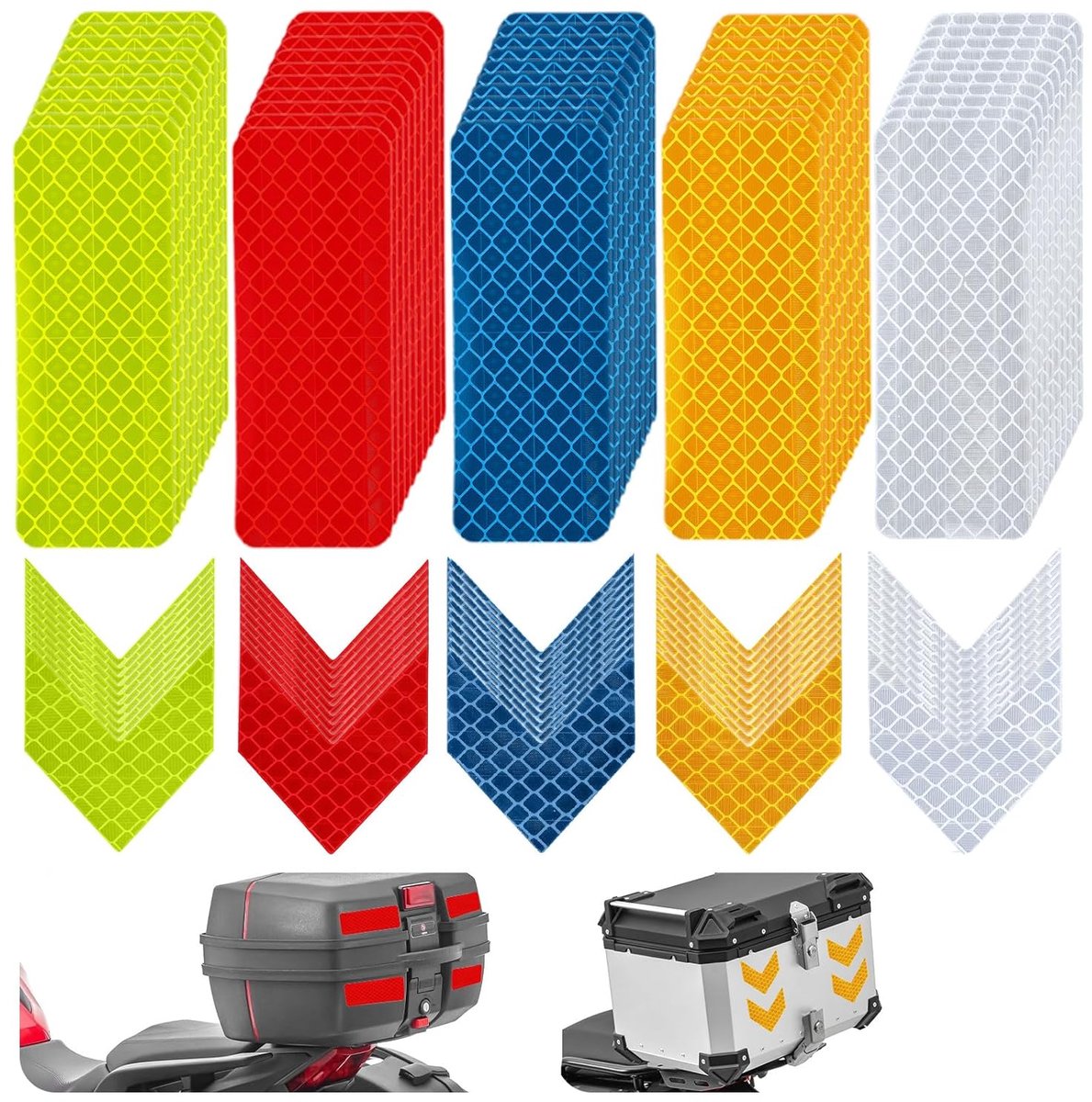 100 pieces - reflective stickers - reflective tape - reflective safety warning strips - reflective strips - waterproof - for bicycles, helmets, cars, mailboxes, backpacks, trailers and outdoor equipment - rectangle and arrow