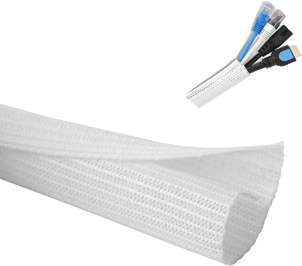 Cable Organizer - 2 m - cable management - Cable Sleeve - cable organizer - Velcro - Braided cable sleeve - Cable protector - for TV, computer, home theater, automotive, domestic, industrial, electrical wires - Prevent pets from chewing