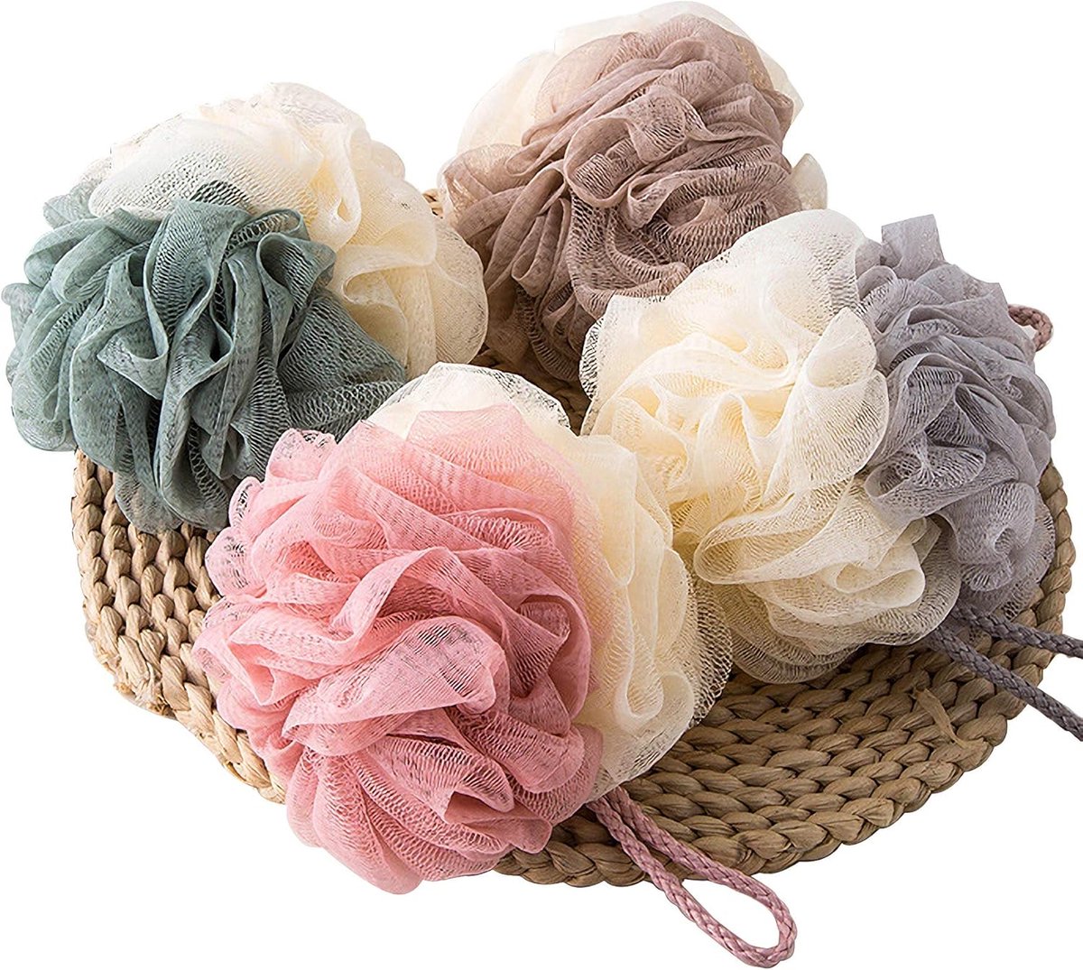 4 pieces - Bath sponge - Bath sponges - Shower sponge - Shower puff - Massage sponge - Scrubbing sponge - Bathroom accessories - Shower - Bath sponges - Soft sponge - Reusable - 19*12 cm