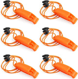 6 pieces - Emergency whistle - survival whistles - dual frequency - emergency whistle - with reflective cord, adjustable clip - emergency whistle survival whistle - for rescue operations in nature, hiking, camping, hunting and safety at sea - orange