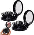 Allecto Plus - Set of 2 Foldable Travel Brushes with Mirror Portable Comb Pocket Massager for Men, Women, and Girls (Travel Size Mini Compact)