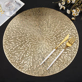 Set of 6 round placemats - Gold Placemats - 38x38cm - coasters - Openwork - Heat resistant - Luxurious appearance - Washable - Easy to clean - for kitchen and dining table decoration